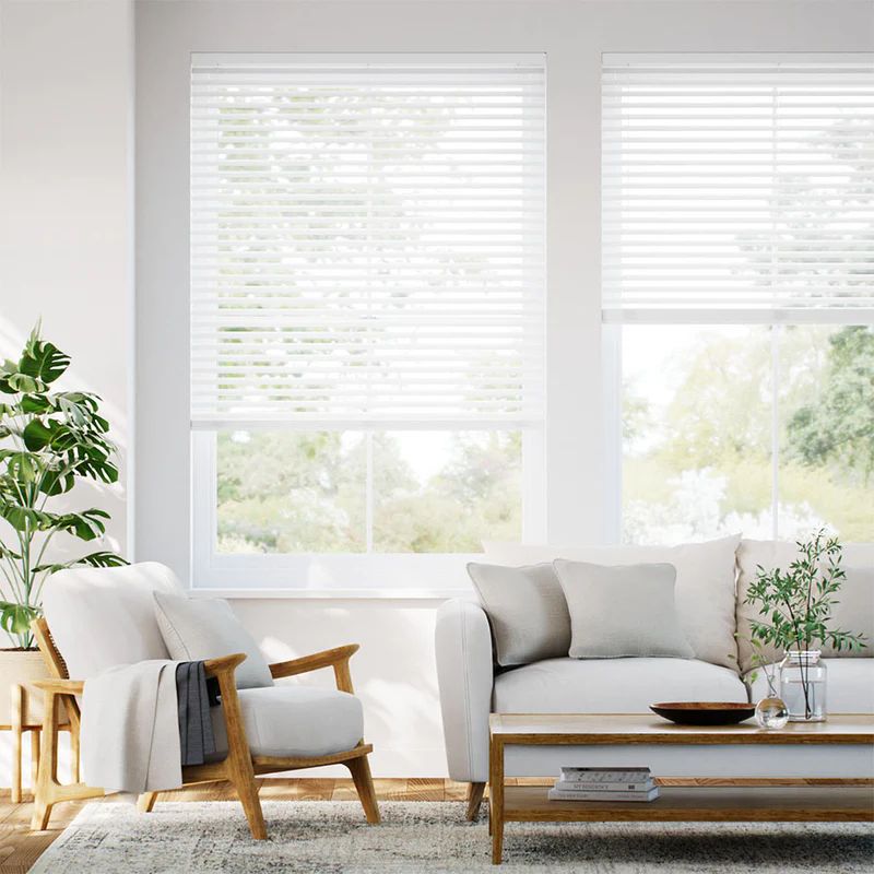 Photo of faux wood blinds