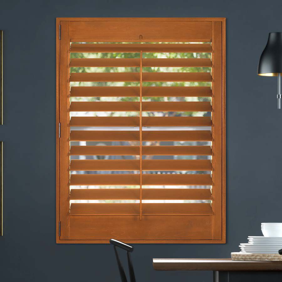 Shutters Stained Basswood - Light Finish, Select Blinds