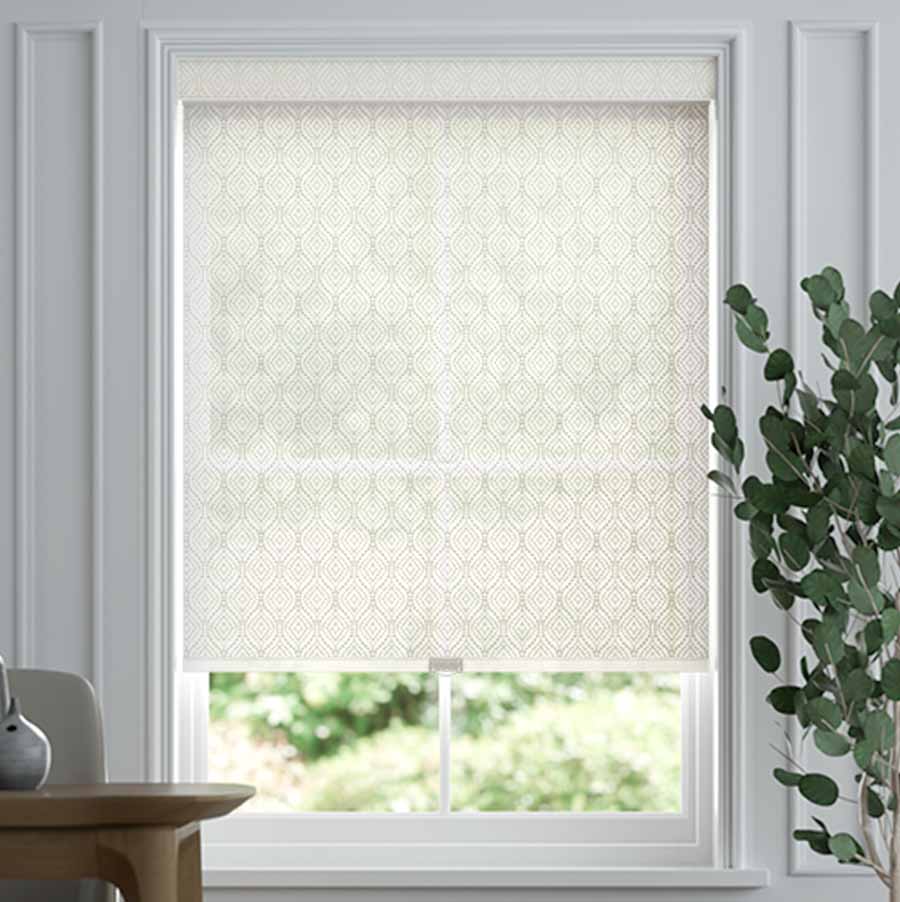 White Etched Roller Shades