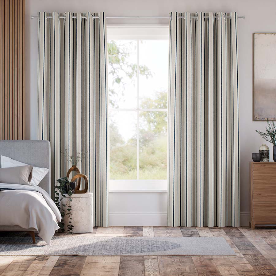 Twill Stripe Linen Deep Blue 15827