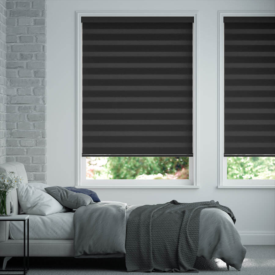 45"x72" Cordless Blackout Roller Shades Free-Stop Dual Layer Zebra Blinds 