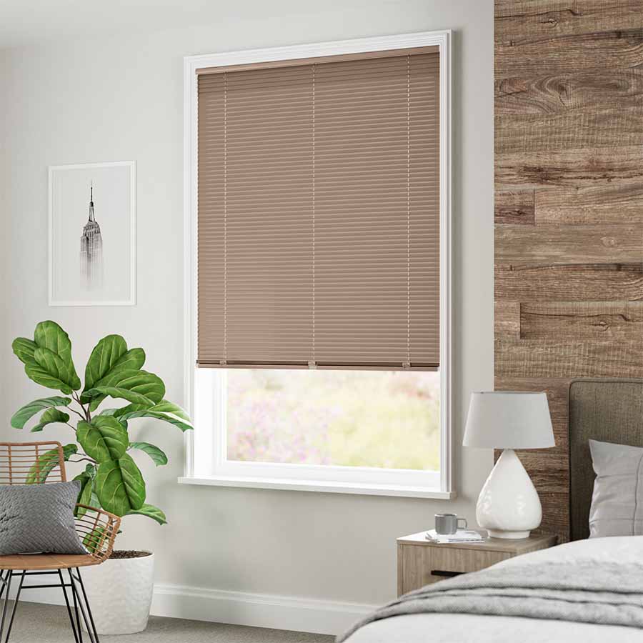Single Touch Cordless 1 Inch Mini Blind in BROWN Choose Size Customize 