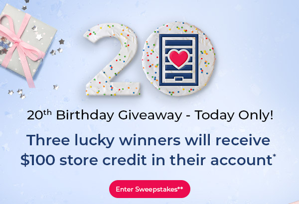  Today Only! 20th Birthday Giveaway