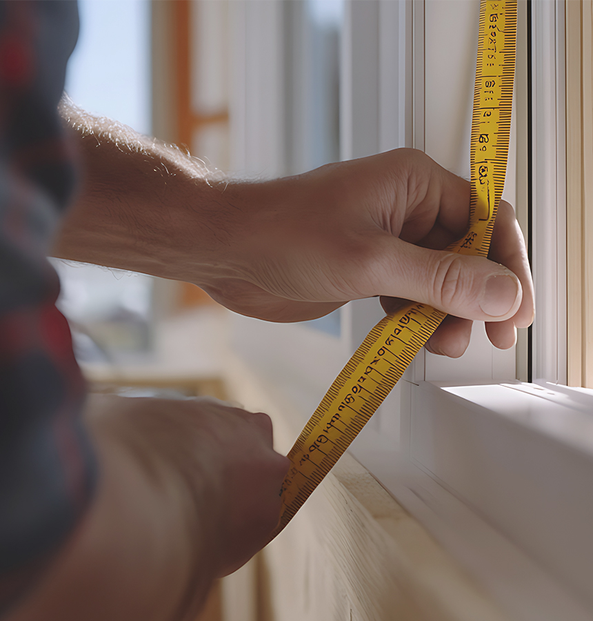 Image of person measuring a window