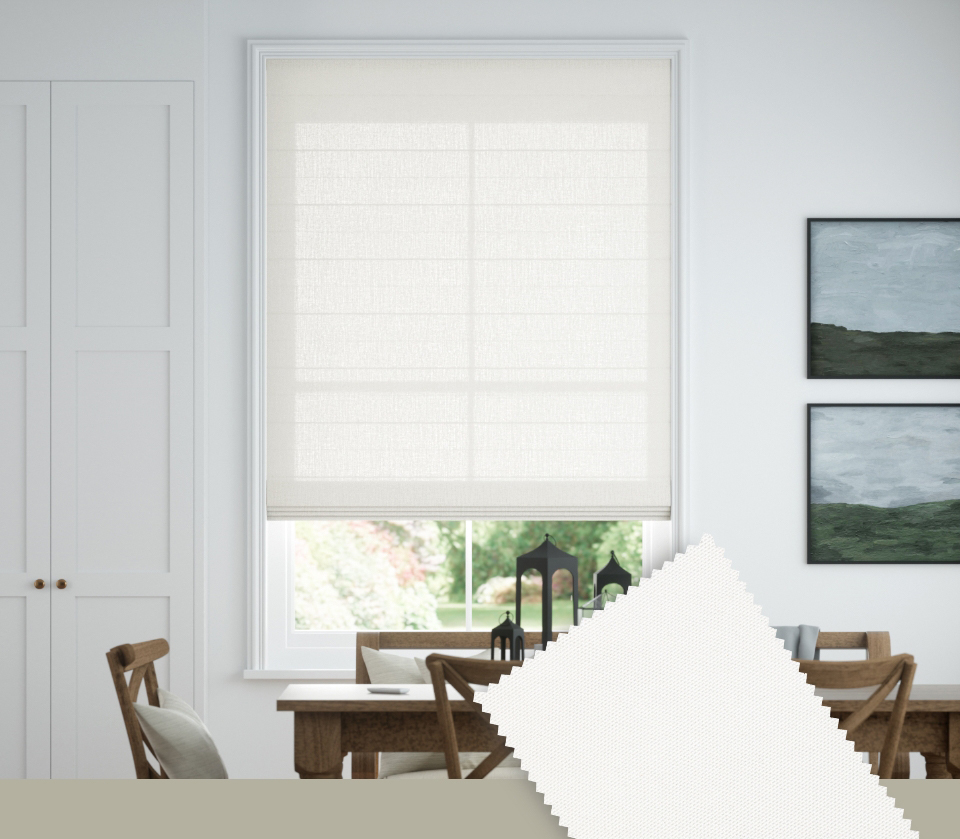 Classic Roman Shades in Textured Ivory